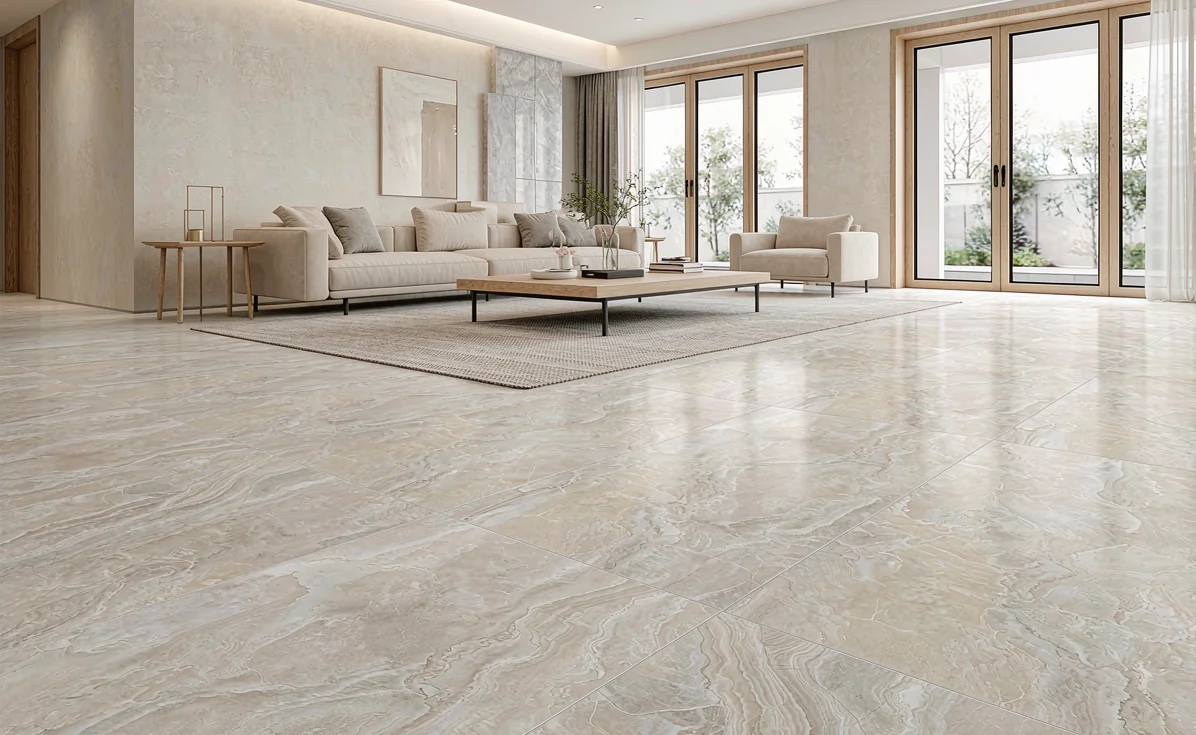 Large-format flooring specified across apartments and villas