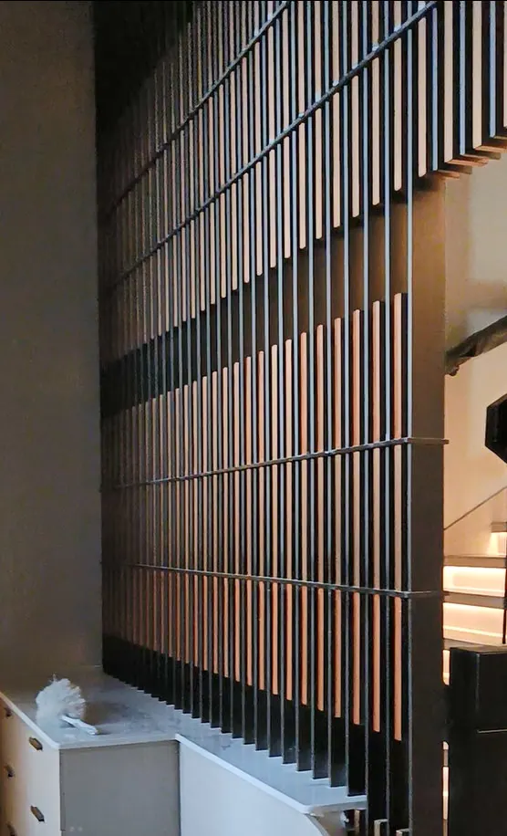 Finished metal screen and stair detail